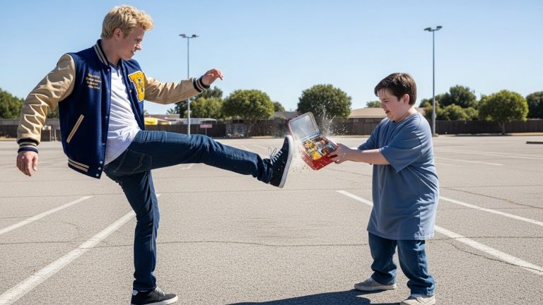 They Kicked His Lunchbox Into The Dirt, Laughing At His Tears. They Didn’t See The Biker Standing Behind Them—Or The War He Was About To Start.