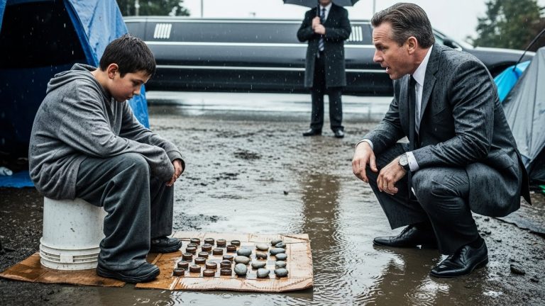 A Billionaire Got Stuck In Traffic And Saw A Homeless Boy Playing Chess With Trash. When He Stepped Out To Play Him, He Found The Heir He Never Had.