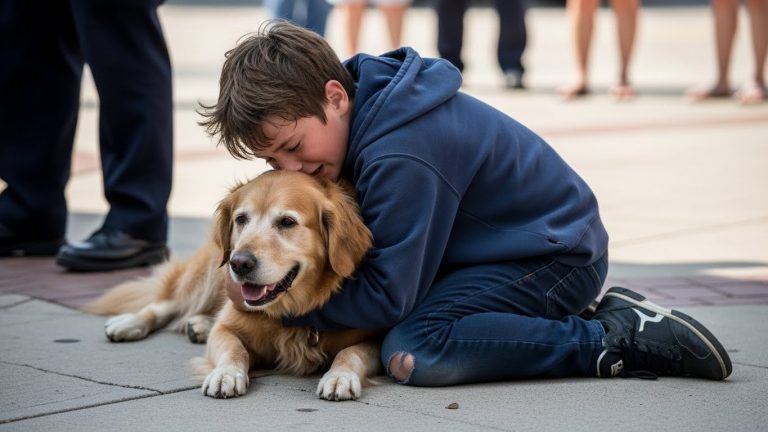 THEY WERE ALL SCREAMING FOR THE DOG’S LIFE, CALLING HIM A MONSTER. BUT THE MOMENT THE POLICE OFFICER PRIED THE BOY’S HANDS AWAY, THE ENTIRE TOWN SQUARE FELL INTO A HAUNTING, GUT-WRENCHING SILENCE.