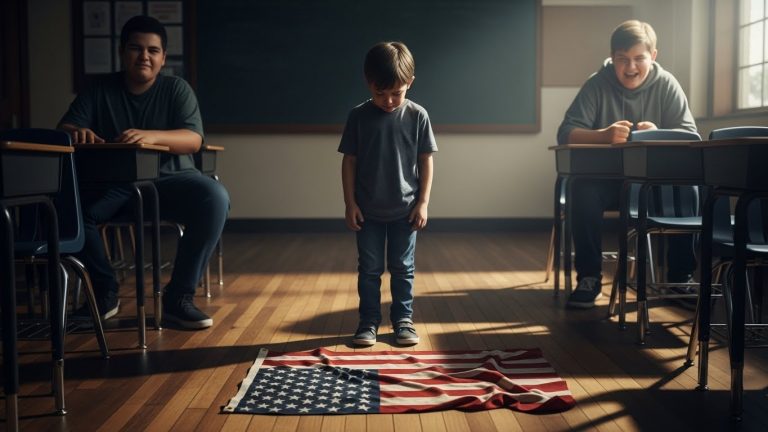 The Mayor Threw a Poor Boy’s Flag in the Dirt, Laughing at His “Trash” Heritage—Until a Four-Star General Walked In and Dropped to His Knees