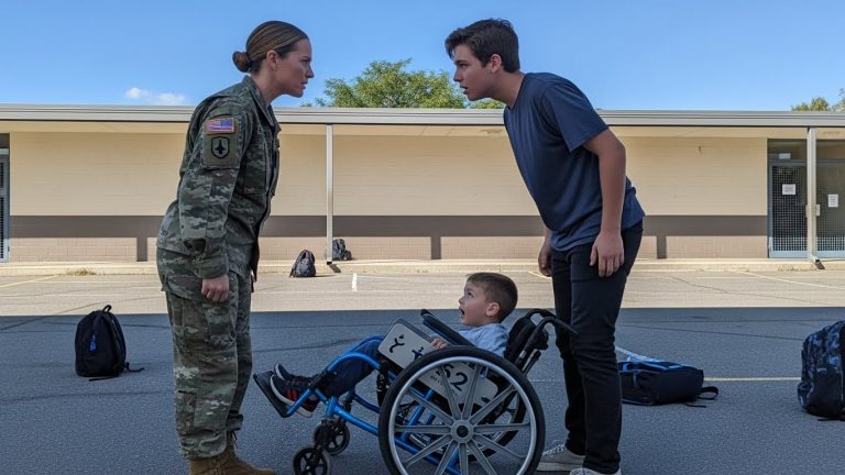MY SON’S WHEELCHAIR WAS KICKED OVER. WHAT HIS BULLY DIDN’T KNOW? I’M A COMBAT VETERAN. THE SILENCE THAT FELL ON THE SCHOOLYARD IS ALL I HEAR NOW.