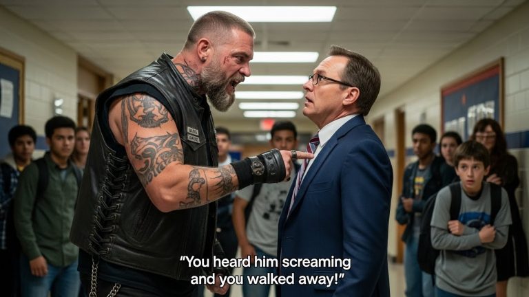 I Found My Son Trembling inside a School Locker, but the Terrifying Biker Who Pulled Him Out Wasn’t a Stranger—He Was the One Secret I Promised to Keep.
