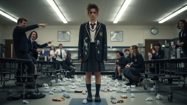 We treated her like garbage for months. We laughed when she cried. Then the Black Suburbans rolled up to the cafeteria windows, and the men with earpieces didn’t come for a diplomatic visit—they came for the girl we just destroyed. I’ve never seen the Principal shake like that.