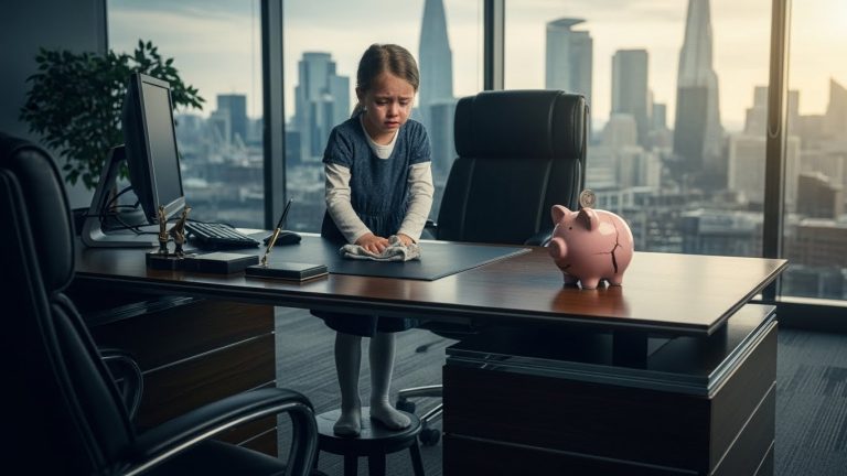 I Found a 5-Year-Old “Janitor” Scrubbing My Desk with a Rag and a Piggy Bank to Save Her Mom’s Job—But When I Saw Her Mother’s Name on the Employee List, I Canceled My Million-Dollar Meeting, Rushed to the Hospital, and Did Something That Would Change the Fate of My Entire Empire Forever.