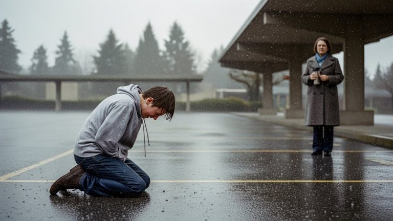 I Was Forced to Kneel in a Freezing Storm by My Teacher to ‘Learn Respect’—Until the Principal Walked Out, Dropped His Umbrella Over Me, and Ended Her Career with Three Words.