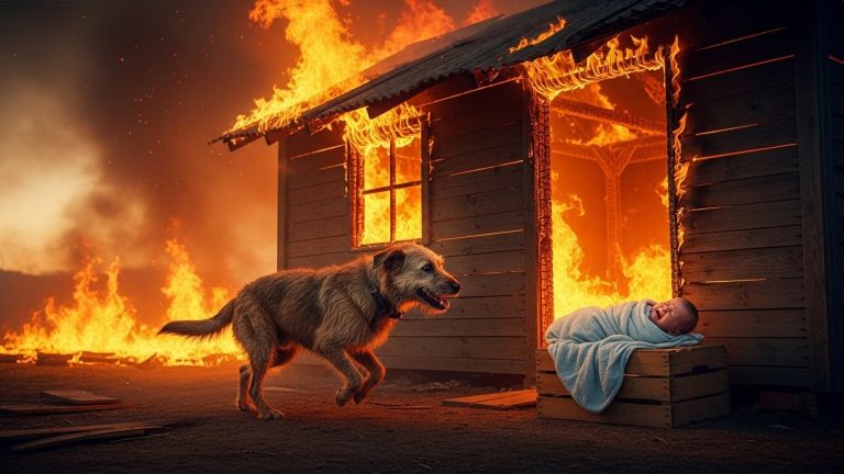 Adults Turned Away from a Child’s Cries — Only a Stray Dog Ran Into the Storm and Fire to Keep the Baby Alive