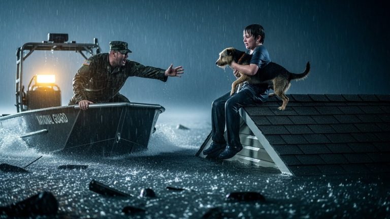 “MY DOG GOES OR I STAY!” — THE 10-YEAR-OLD ORPHAN WHO DEFIED A FLOOD AND TAUGHT THE NATIONAL GUARD A LESSON IN LOYALTY.