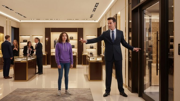The manager mocked my daughter for ‘window shopping’ in a hoodie, telling her she couldn’t afford a single strap. She didn’t realize I was parking the car—or that I was about to teach her a lesson in respect she’d never forget.