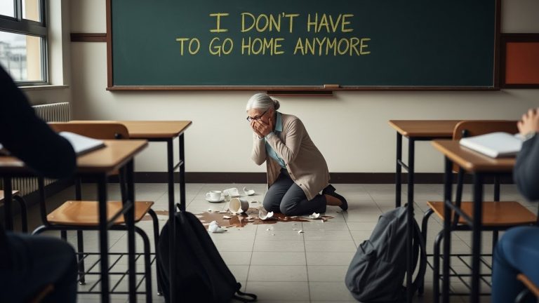 We thought it was just another high school prank. Someone scrawled seven words on the blackboard while Mrs. Halloway was grabbing coffee. The whole class was roaring with laughter, expecting her to explode in anger like she always did. But when she walked in, dropped her mug, and read those words out loud, the silence was deafening. She didn’t yell. She collapsed. And that’s when we realized that the funny message wasn’t a joke at all—it was a final goodbye from the student none of us ever really looked at.