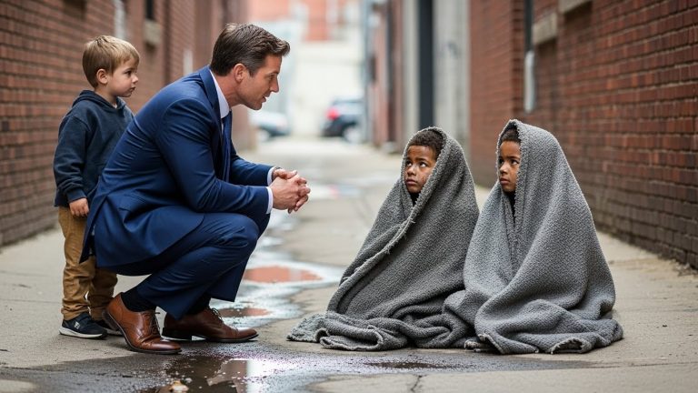 The Billionaire’s Detour: I Found Two Homeless Boys Shivering Behind a Mall, and When One of Them Opened His Eyes, I Realized My Entire Life Was a Lie.