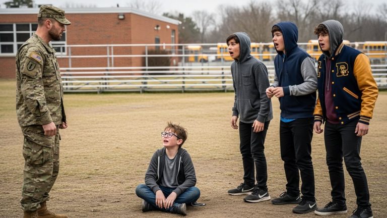 I Returned From Deployment Early To Surprise My Son At School—And Caught Three Bullies Kicking Him While He Was Down. They Didn’t Realize Who Was Standing Right Behind Them Until It Was Too Late.