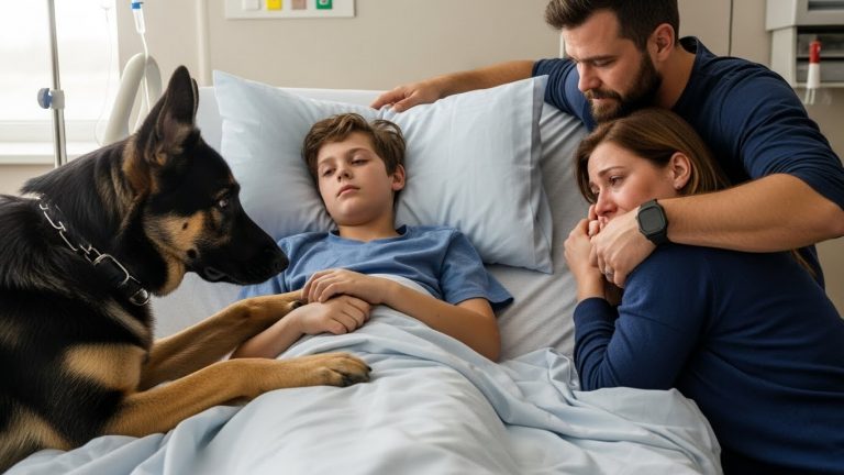 The doctors said my son was brain dead. They told us to say goodbye. But my German Shepherd, Rico, broke through hospital security and ran to the ICU. The nurses tried to pull him away, but then the flatline monitor made a sound that froze everyone in the room.