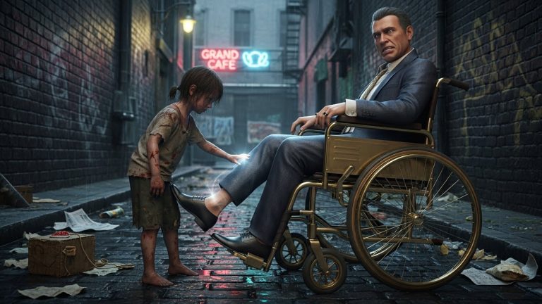 “Make Me Walk, And You Can Eat.” A Paralyzed Tycoon Mocked A Starving 6-Year-Old Beggar. Then She Touched His Leg, And The Impossible Happened.