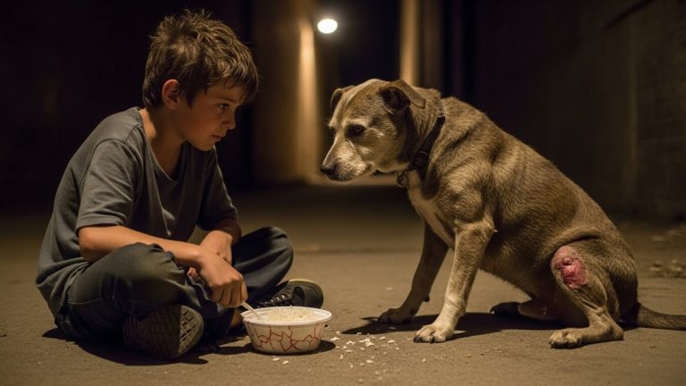 I WAS TWELVE YEARS OLD THE NIGHT I DECIDED TO DIE, BUT A BLEEDING STRAY DOG IN AN ABANDONED DINER CHANGED EVERYTHING. WE SHARED A SINGLE BOWL OF COLD RICE WHILE THE SNOW BURIED THE TOWN