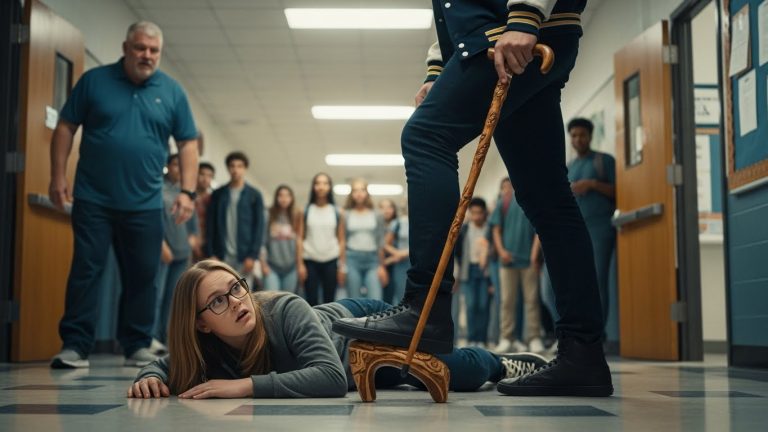 THE FOOTBALL STAR KICKED HER CANE AWAY, NOT REALIZING THE “OLD DINOSAUR” TEACHER OWED HER FAMILY A BLOOD DEBT.