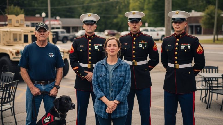 SHE REFUSED TO KICK OUT A VETERAN’S DOG. 15 MINUTES LATER, THE U.S. MARINES ARRIVED.