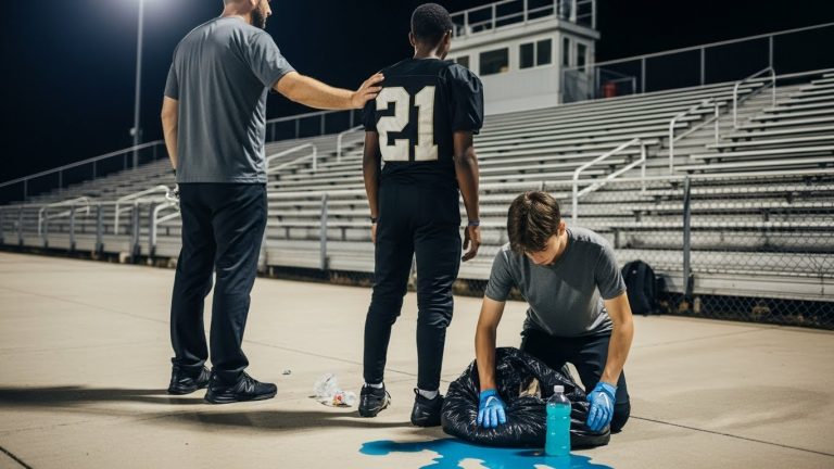 The Day I Was Forced to Clean Their Garbage: I Was a Slave to the Star Quarterback Until a Giant Shadow Fell Over the Bleachers. The PE Teacher Didn’t Say a Word, But His Silence Was the Most Terrifying Thing I’ve Ever Witnessed—and It Was the Sound of Absolute Justice.