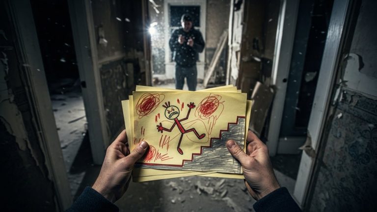 They told us she was just a confused seven-year-old with an overactive imagination when she started screaming about the ‘red man’ in the basement, but twenty years later, I found the drawings she hid inside the walls of our childhood home, and I finally realized that my silence didn’t protect her—it protected the monster sleeping down the hall.