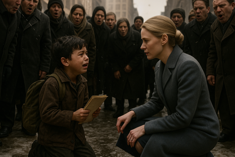 I Watched Hundreds of People Spit on My 6-Year-Old Son as He Begged for Education—Until the ‘Ice Queen’ Billionaire Knelt in the Slush and Changed Everything.