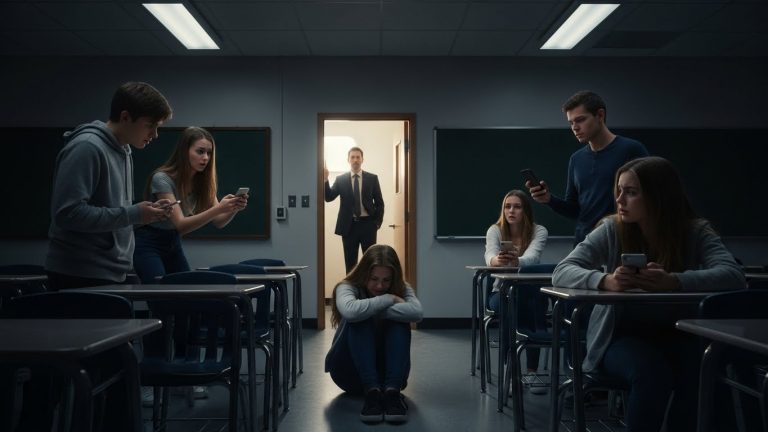 The Classroom Door Was Locked, But I Heard the Crying. I Flipped the Switch, and the Lights Came On. What They Were Doing to That Girl in the Dark Was Vile, Documented on Their Phones. The Look on Their Faces When I Exposed Them Was Priceless—and It Cost Them Everything.