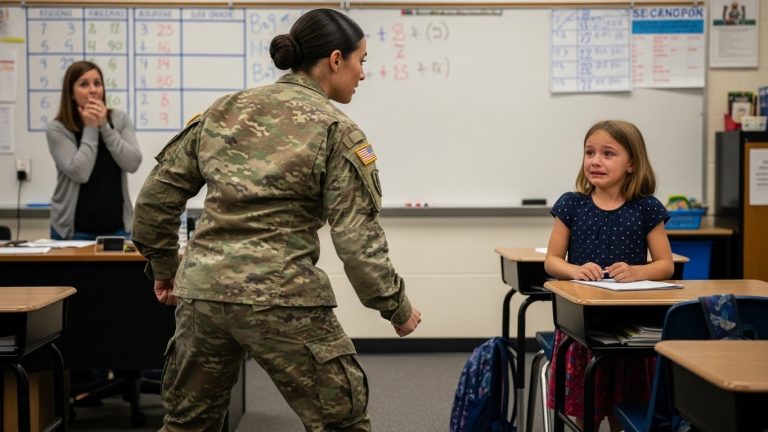 I CAUGHT MY DAUGHTER’S TEACHER THROWING TRASH AT HER FACE—SHE DIDN’T KNOW I WAS HOME FROM DEPLOYMENT