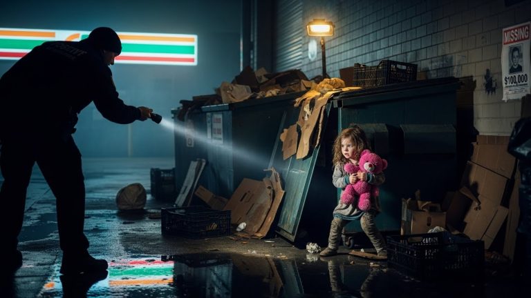 I Found a Starving Girl in a Dumpster Behind My Security Booth—But When the Police Arrived and Saw Her Stuffed Bear, They Dropped to Their Knees. You Won’t Believe Who She Really Is.