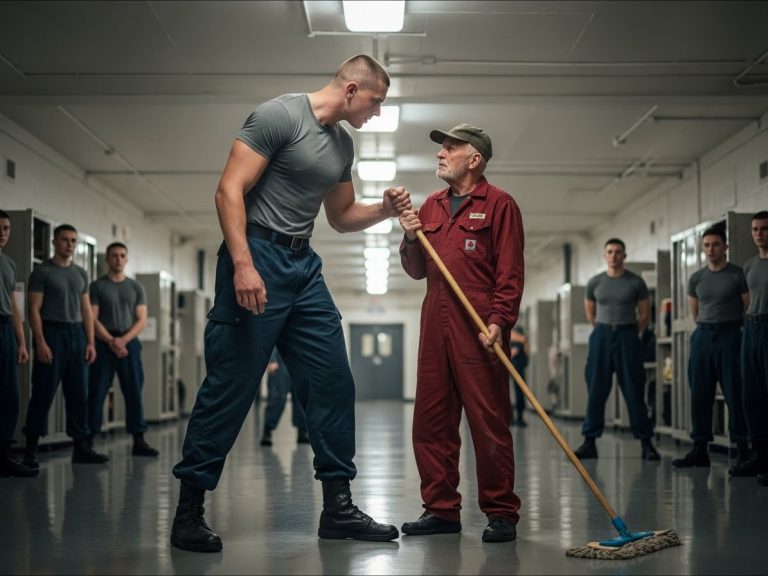 The SEAL Trainee Mocked The Old Janitor’s “Participation Trophy,” Not Realizing He Was About To Wake Up A Sleeping Giant Who commanded More Respect Than The Admiral Himself.