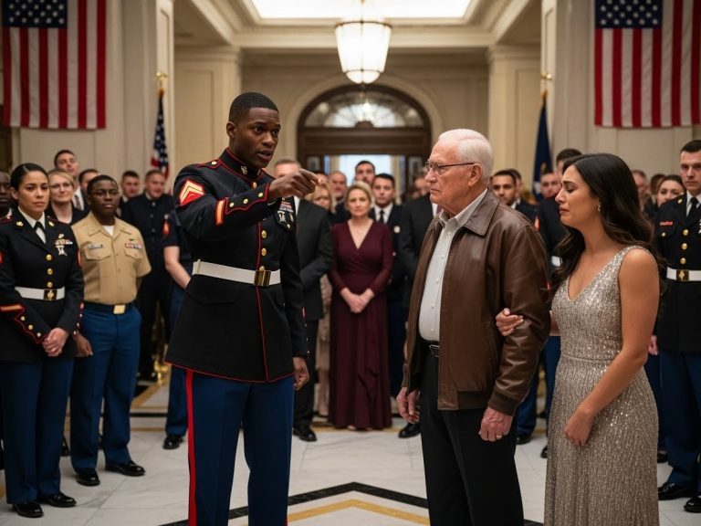 He Mocked The Old Man’s ‘Cheap’ Jacket At The Marine Ball, Demanding He Leave. But When The Veteran Finally Whispered His Classified Call Sign, The Entire Room Froze In Pure Terror.