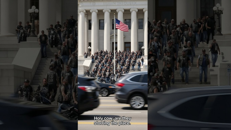 47 Bikers Surrounded The Courthouse To Save A Crying Girl From Her Cop Father. What Happened Inside Left The Judge Shaking.