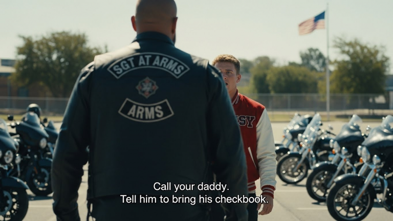 The Football Captain Thought He Owned The School Until He Cornered Me Behind The Bleachers And Mockingly Told Me To “Call Daddy.” He Didn’t Know My Brother Runs The ‘Iron Wraiths.’ When 50 Harleys Swarmed The Parking Lot, The Look On His Face Was Worth Every Scar I Have. This Is How I Took Back My Life.