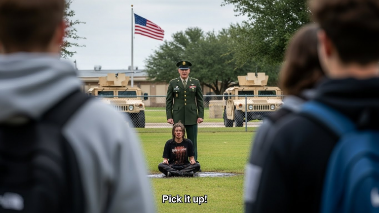 MY DAUGHTER WAS PUSHED INTO THE MUD WHILE THE TEACHERS WATCHED—THEY DIDN’T KNOW I WAS OUTSIDE WITH MY ENTIRE PLATOON WAITING TO SURPRISE HER.