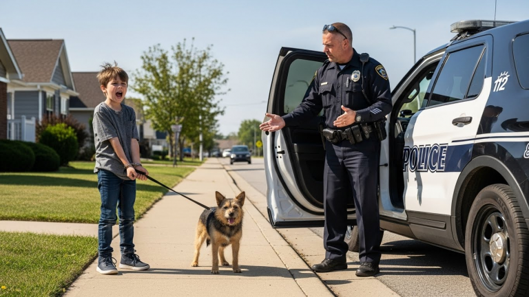 Please Arrest Me and My Dog, Little Boy Begged Police. When The Officer Saw Who Was Chasing Them in a Black Truck, He Realized This Wasn’t a Game—It Was a Life-or-Death Rescue Mission.