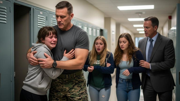 🚨 The Day the Commander Broke Protocol: My Marine Colonel Dad Kicked Down the Bathroom Door to Save Me from Bullies Who Were Cutting My Hair—The Silence After He Roared Still Haunts the Halls. 🚨