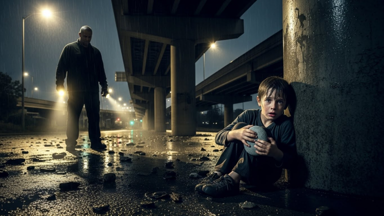 🌉 The Whisper Under the Bridge: I Was 11, Hiding from the Rain, When a Flashlight Beam Found My Secret Spot. 💔 For three months, the roaring highway was my cover—until the night the silence broke, and a voice scraped the darkness, asking: “Look what the tide dragged in.” The terrifying truth about survival when the river rises and the danger closes in.