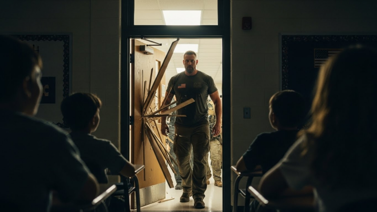 My Daughter Was Forced To Clean Her Bullies’ Mess While The Teacher Watched—But They Didn’t Know I Was Watching Too. When My Squad Kicked Down That Door, The Principal’s Smug Smile Vanished Forever.