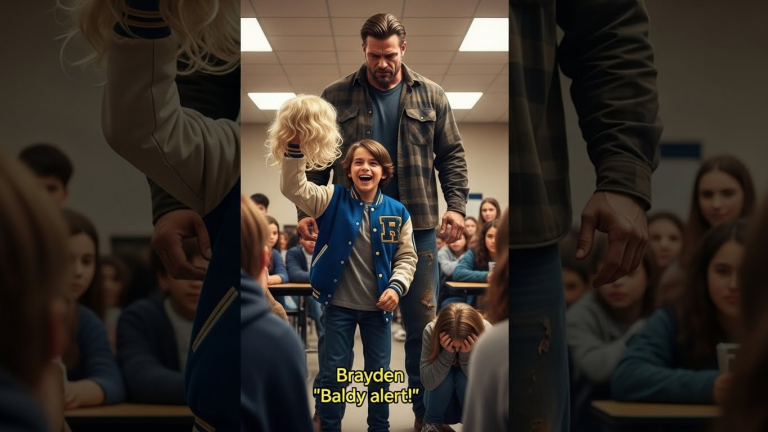 He thought he was untouchable. He thought humiliating a twelve-year-old girl fighting for her life was a joke. He laughed as he held her hair in his hand like a trophy while she crumbled to the floor in tears. But he didn’t check his six. He didn’t know that standing inches behind him was a father who had survived actual war zones and had zero patience for cruelty. When he turned around expecting a high-five, he walked straight into a nightmare he could never have prepared for. The silence that followed was deafening.