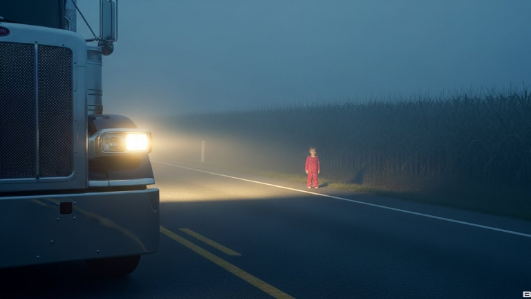 I Slammed My Brakes When I Saw A Toddler Standing Alone On Highway 41 At 4 AM. He Refused To Speak, But When I Saw What Was Following His Footprints In The Fog, I Locked The Doors And Just Drove.
