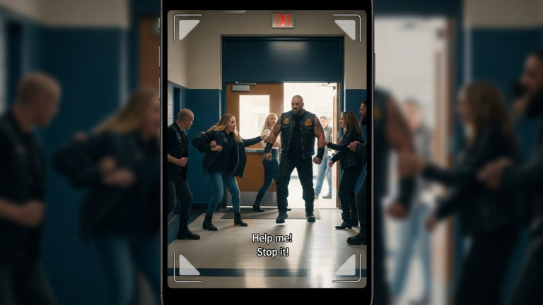 THE SCHOOL BULLIES DRAGGED MY DAUGHTER DOWN THE HALLWAY WITH A JACKET OVER HER HEAD. THE TEACHER WATCHED… AND TOLD HER TO “STOP MAKING A SCENE.” SHE DIDN’T KNOW HER FATHER WAS OUTSIDE WITH 100 BIKERS.