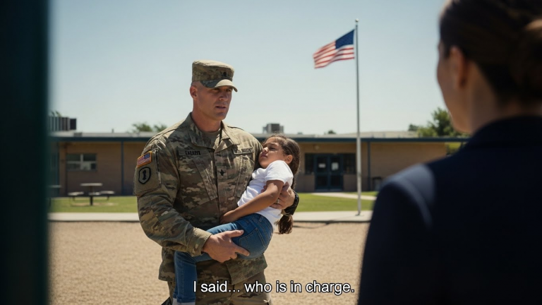 They forced my little girl to stand on the scorching asphalt for two hours because she couldn’t afford a ‘tribute’ to the popular crowd. They didn’t know her father was coming home early from deployment. They didn’t know I was an MP with zero patience for bullies. When I walked onto that playground in full uniform, the silence was louder than a scream.