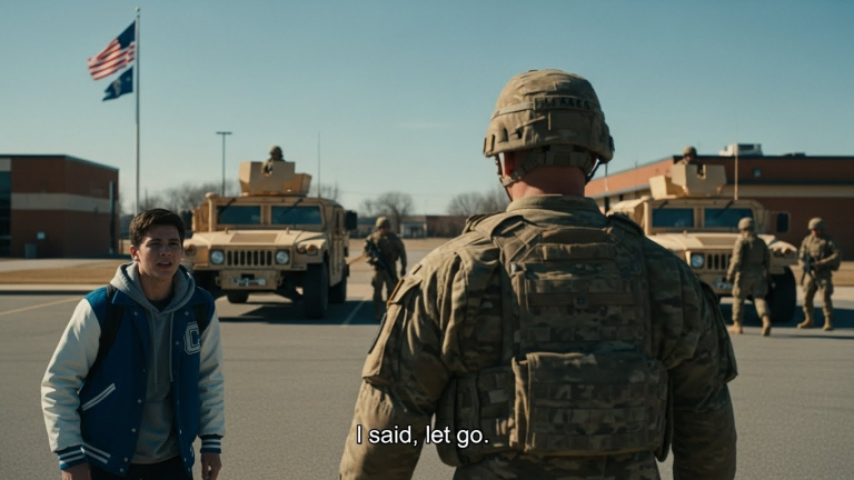 The High School Bully Thought It Was Funny To Push My Disabled Daughter. He Stopped Laughing When He Saw The 12 Angry Soldiers Standing Behind Me.