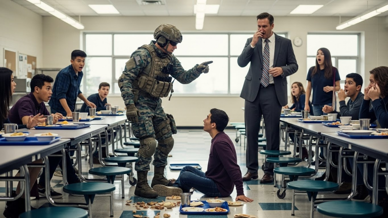 MY DAUGHTER WAS MOCKED FOR HER SLIGHT LIMPOVER A BIRTH DEFECT—WHAT HAPPENED WHEN I SHOWED UP IN FULL COMBAT GEAR AND GAVE THE BULLY A ONE-MINUTE LESSON IN THE SCHOOL CAFETERIA LEFT EVERY STUDENT SILENT AND THE PRINCIPAL SWEATING BUCKETS! The cost of a uniform isn’t just service; it’s absolute, non-negotiable protection.