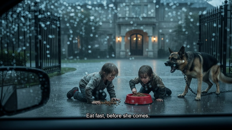 I Froze When I Saw Two Starving Kids Fighting A German Shepherd For Its Dinner In A Gated Community – But When I Stormed The Front Door To Save Them, The Woman Inside Spat A Secret That Changed My Life Forever.