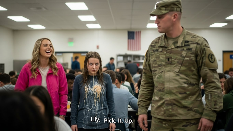 I watched my daughter’s bully destroy her lunch… but when I stepped out of the shadows, the whole room went silent.