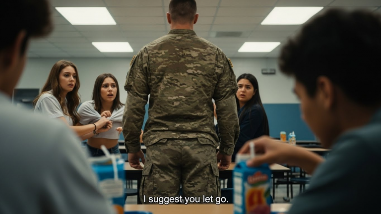 I CAME HOME EARLY FROM DEPLOYMENT TO SURPRISE MY DAUGHTER, BUT WALKED IN ON THREE BULLIES DRAGGING HER OUT OF HER CHAIR. THEY DIDN’T KNOW I WAS STANDING RIGHT BEHIND THEM.