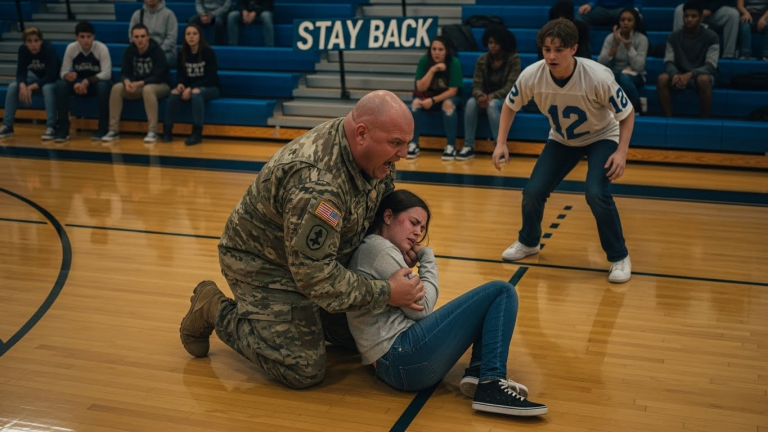 I Returned From Deployment Two Weeks Early To Surprise My Daughter, But Walked Into A Nightmare. I Watched A Bully Smash A Metal Flask Into Her Face—And When I Screamed, The Whole Gym Froze In Pure Terror.