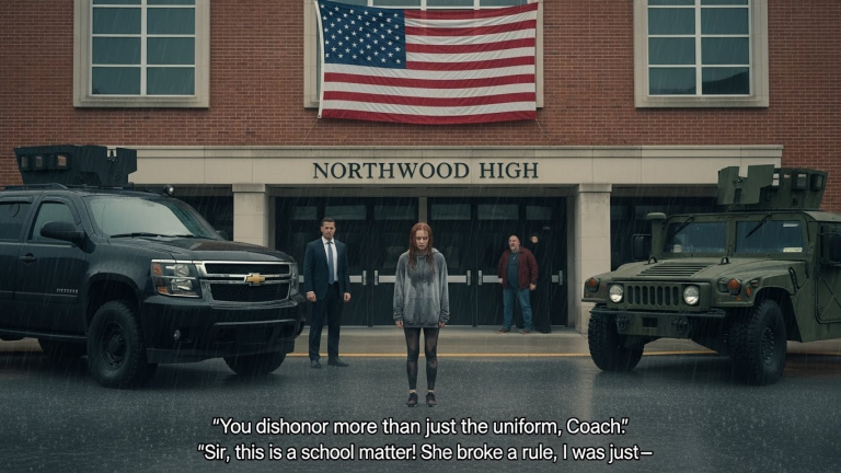 FORCED TO STAND IN THE TORRENTIAL RAIN FOR 30 MINUTES, BUT THE MILITARY SIREN THAT ROARED AT THE SCHOOL GATES WAS THE LAST SOUND HE EVER EXPECTED TO HEAR!  The shocking reason the National Guard descended on a high school and publicly exposed its tyrant principal.