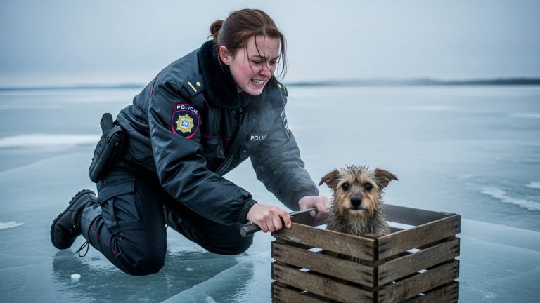 HERO COP BREAKS FROZEN LAKE WITH BARE HANDS TO SAVE DOG MOM AND PUPS! WHAT HAPPENED NEXT WILL RESTORE YOUR FAITH IN HUMANITY!