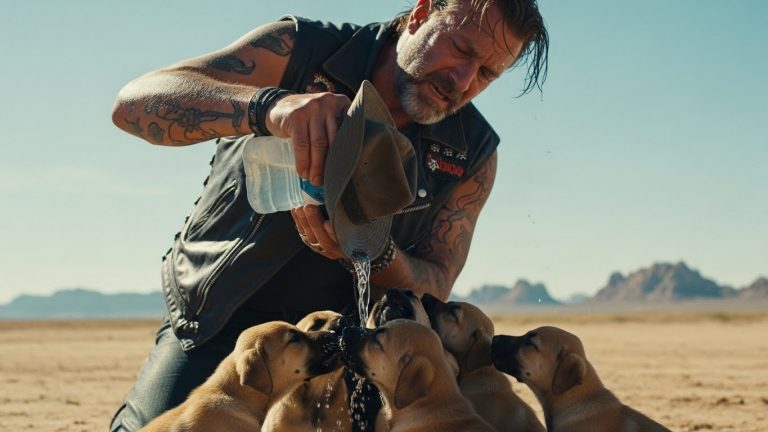 I’M A BIKER KNOWN FOR MY GRIT, BUT FINDING THESE ABANDONED PUPS IN THE DESERT BROKE ME. 110 DEGREES, NO WATER… WATCH HOW A TOUGH GUY TURNED INTO A SOFTIE OVERNIGHT!