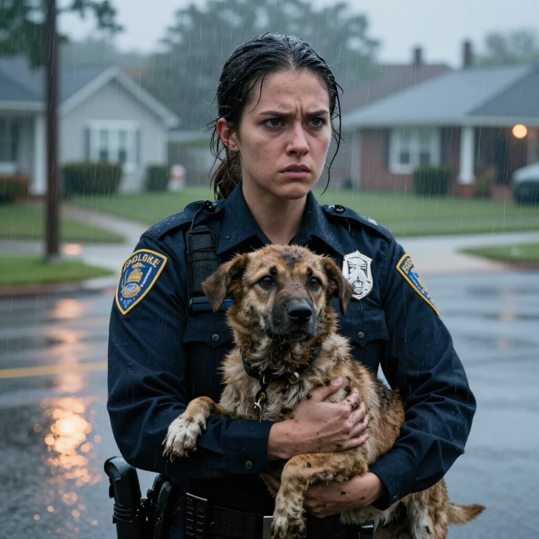 ABANDONED AND BROKEN: WATCH AS A DESPERATE DOG COLLAPSES INTO A POLICE OFFICER’S ARMS, HIS HEART-WRENCHING SOBS ECHOING THE INHUMANITY HE FACED. CAN HUMANITY BE REDEEMED?