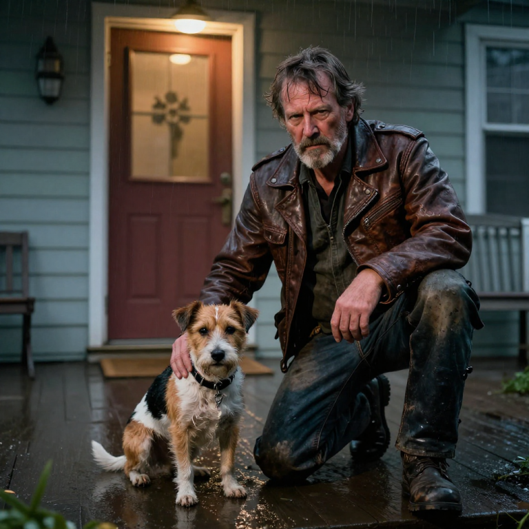 THREE DAYS IN FREEZING RAIN, THIS DOG WAS UNABLE TO BARK. WHEN OWNER FINALLY OPENS THE DOOR, A BIKER’S REVENGE IS WHAT NOBODY EXPECTED!